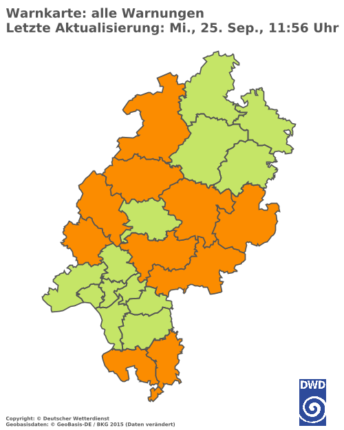 Aktuelle Wetterwarnungen für  Odenwaldkreis