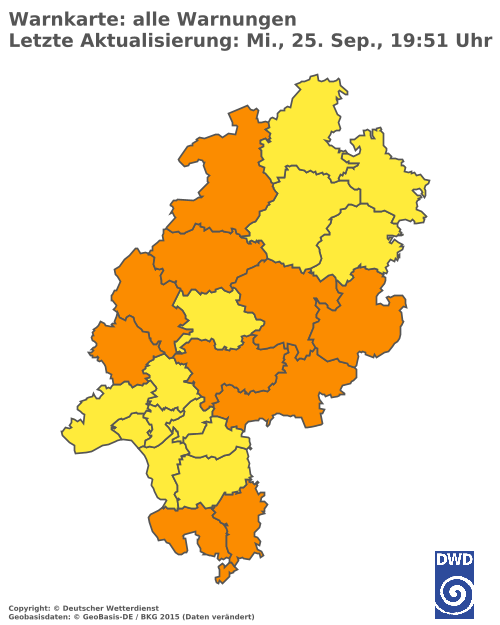 Aktuelle Wetterwarnungen für  Odenwaldkreis