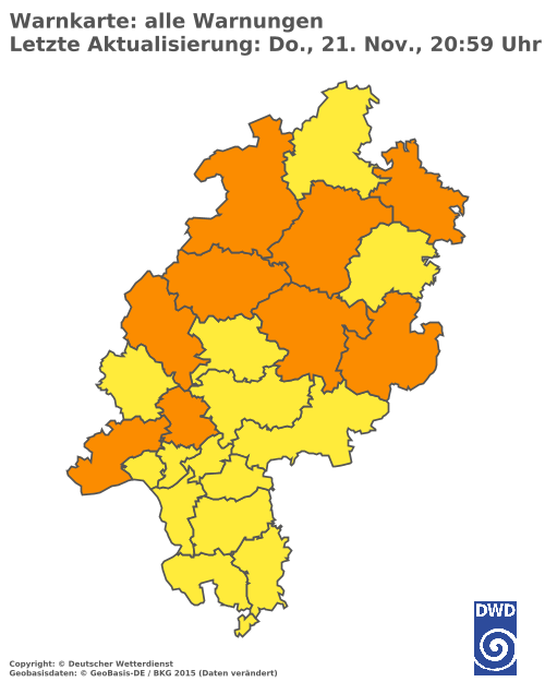 Aktuelle Wetterwarnungen für  Odenwaldkreis