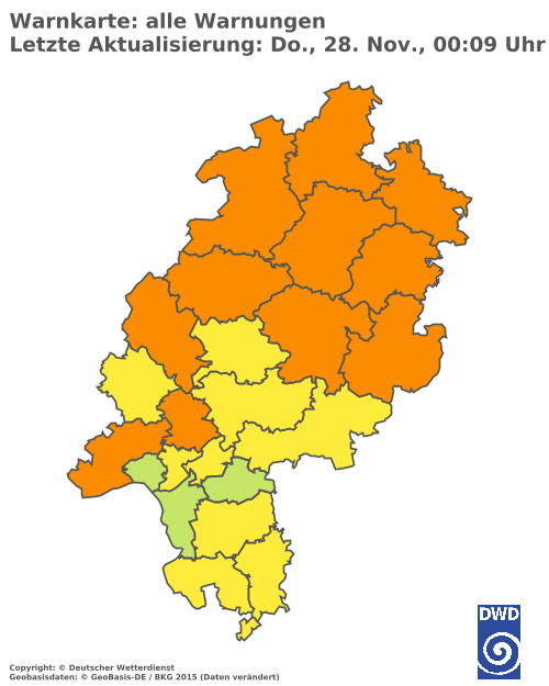 Aktuelle Wetterwarnungen für  Odenwaldkreis