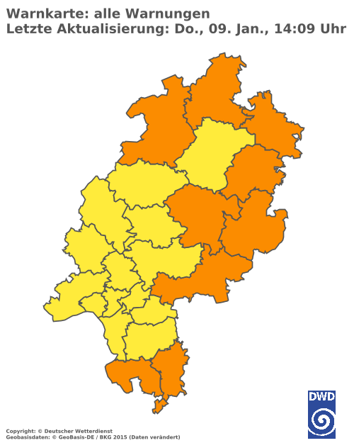 Aktuelle Wetterwarnungen für  Odenwaldkreis