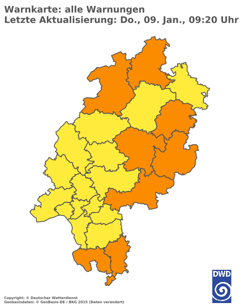 Aktuelle Wetterwarnungen für  Odenwaldkreis