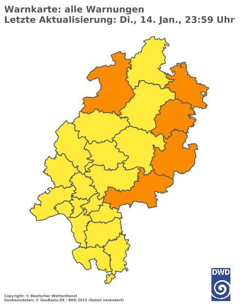 Aktuelle Wetterwarnungen für  Odenwaldkreis