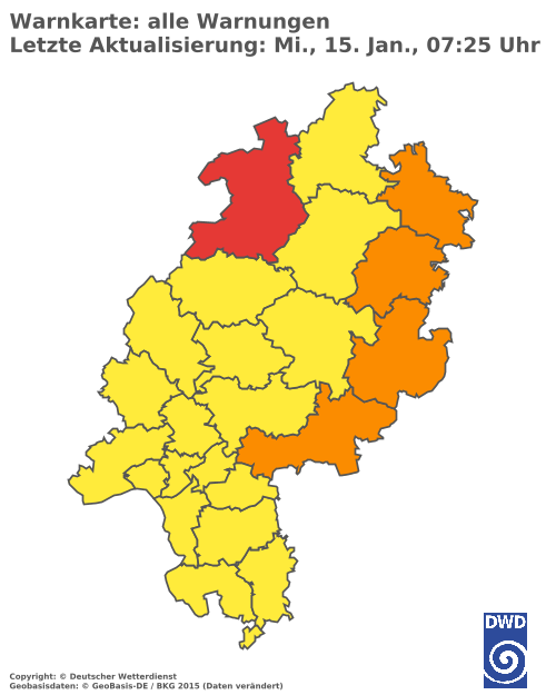 Aktuelle Wetterwarnungen für  Odenwaldkreis