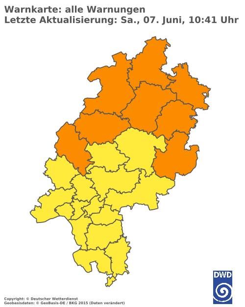 Aktuelle Wetterwarnungen für  Odenwaldkreis