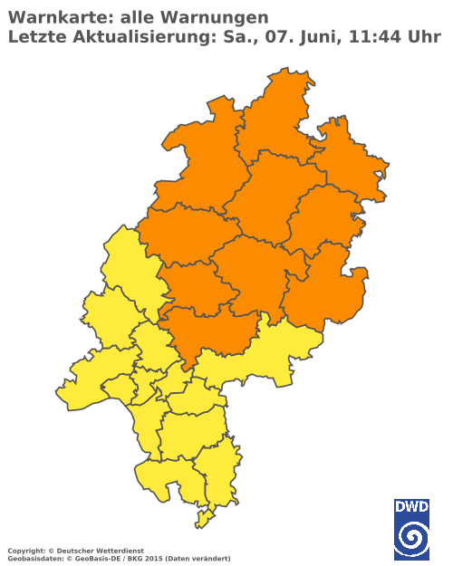 Aktuelle Wetterwarnungen für  Odenwaldkreis