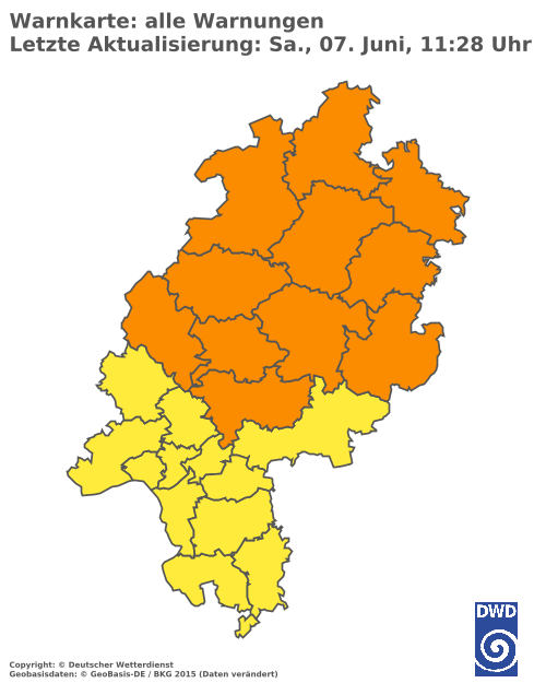 Aktuelle Wetterwarnungen für  Odenwaldkreis