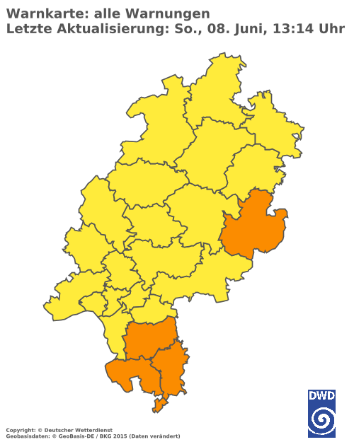 Aktuelle Wetterwarnungen für  Odenwaldkreis