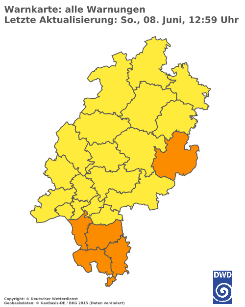 Aktuelle Wetterwarnungen für  Odenwaldkreis